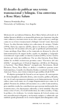 Cover page: El desafío de publicar una revista trasnacional y bilingüe. Una entrevista a Rose Mary Salum