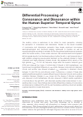 Cover page: Differential Processing of Consonance and Dissonance within the Human Superior Temporal Gyrus