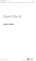 Cover page: Don't Do It