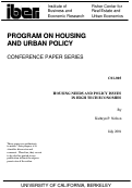 Cover page of Housing Needs and Policy Issues in High Tech Economies