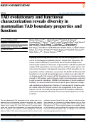 Cover page: TAD evolutionary and functional characterization reveals diversity in mammalian TAD boundary properties and function.