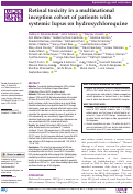 Cover page: Retinal toxicity in a multinational inception cohort of patients with systemic lupus on hydroxychloroquine