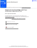 Cover page: Analytics for local knowledge: exploring a communityâs experience of risk