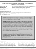 Cover page: Hyperhemolysis Syndrome in a Patient with Sickle Cell Disease: A Case Report