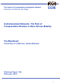 Cover page: Institutionalized Networks: The Role of Transportation Workers in West African Mobility