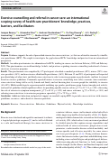 Cover page: Exercise counselling and referral in cancer care: an international scoping survey of health care practitioners’ knowledge, practices, barriers, and facilitators