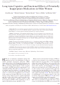 Cover page: Long-term Cognitive and Functional Effects of Potentially Inappropriate Medications in Older Women