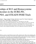 Cover page: Relationships of B12 and Homocysteine with Outcomes in the SURE-PD, SURE-PD3, and STEADY-PDIII Trials.