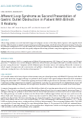 Cover page: Afferent Loop Syndrome as Second Presentation of Gastric Outlet Obstruction in Patient With Billroth II Anatomy