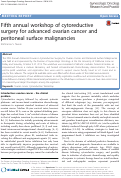 Cover page: Fifth annual workshop of cytoreductive surgery for advanced ovarian cancer and peritoneal surface malignancies