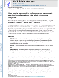 Cover page: Sleep quality, neurocognitive performance, and memory self-appraisal in middle-aged and older adults with memory complaints