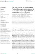 Cover page of The next phases of the Migrante Project: Study protocol to expand an observatory of migrant health on the Mexico—U.S. border