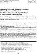 Cover page: Integrative Nutritional Counseling Combining Chinese Medicine and Biomedicine for Chinese Americans with Type 2 Diabetes: A Mixed-Methods Feasibility Study