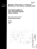 Cover page: Vapor-Liquid Equilibria for Some Concentrated Aqueous Polymer Solutions