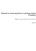 Cover page: Methods for Analyzing Electric Load Shape and its Variability