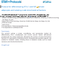 Cover page of Protocol for differentiating murine 3T3-L1 and SVF-derived preadipocytes and isolating crude mitochondrial fractions