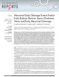 Cover page: Abnormal early cleavage events predict early embryo demise: sperm oxidative stress and early abnormal cleavage.