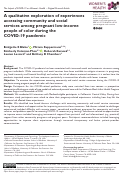 Cover page: A qualitative exploration of experiences accessing community and social services among pregnant low-income people of color during the COVID-19 pandemic