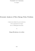 Cover page: Economic Analyses of Three Energy Policy Problems