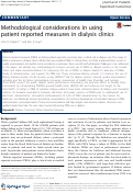 Cover page: Methodological considerations in using patient reported measures in dialysis clinics