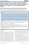 Cover page: Nuclear Translocation of Cardiac G Protein-Coupled Receptor Kinase 5 Downstream of Select Gq-Activating Hypertrophic Ligands Is a Calmodulin-Dependent Process