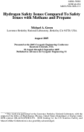 Cover page: Hydrogen Safety Issues Compared to Safety Issues with Methane and Propane