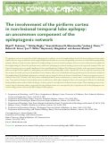 Cover page: The involvement of the piriform cortex in non-lesional temporal lobe epilepsy: an uncommon component of the epileptogenic network.