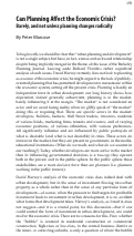 Cover page: Can Planning Affect the Economic Crisis? Barely, and not unless planning changes radically