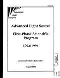 Cover page: Advanced Light Source First Phase Scientific Program 1993-1994
