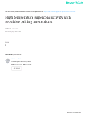 Cover page: High temperature superconductivity with repulsive pairing interactions