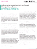 Cover page: Addressing California’s Housing Crisis Through Municipal Finance Reform