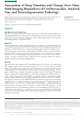 Cover page: Association of Sleep Duration and Change Over Time With Imaging Biomarkers of Cerebrovascular, Amyloid, Tau, and Neurodegenerative Pathology