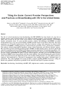Cover page: Tilting the Scale: Current Provider Perspectives and Practices on Breastfeeding with HIV in the United States