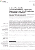 Cover page: A Novel Function for 15-Lipoxygenases in Cholesterol Homeostasis and CCL17 Production in Human Macrophages