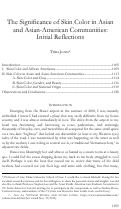 Cover page: The Significance of Skin Color in Asian and Asian-American Communities: Initial Reflections