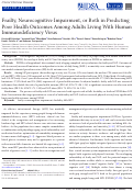 Cover page: Frailty, Neurocognitive Impairment, or Both in Predicting Poor Health Outcomes Among Adults Living With Human Immunodeficiency Virus