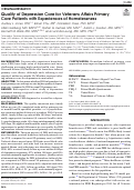 Cover page: Quality of Depression Care for Veterans Affairs Primary Care Patients with Experiences of Homelessness.