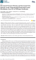 Cover page: Decreased Neuron Density and Increased Glia Density in the Ventromedial Prefrontal Cortex (Brodmann Area 25) in Williams Syndrome