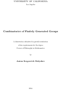 Cover page: Combinatorics of Finitely Generated Groups