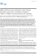 Cover page: Matrix stiffness drives epithelial-mesenchymal transition and tumour metastasis through a TWIST1-G3BP2 mechanotransduction pathway