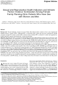 Cover page: Sexual and Reproductive Health Indicators and Intimate Partner Violence Victimization Among Female Family Planning Clinic Patients Who Have Sex with Women and Men