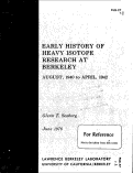 Cover page: Early History of Heavy Isotope Research at Berkeley