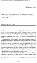 Cover page: Princess Pocahontas, Rebecca Rolfe (1595–1617)