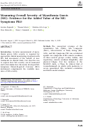 Cover page: Measuring Overall Severity of Myasthenia Gravis (MG): Evidence for the Added Value of the MG Symptoms PRO.