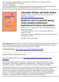 Cover page: Resiliency and survival skills among newly homeless adolescents: Implications for future interventions