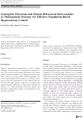 Cover page: Synergistic Physician and Patient Behavioral Interventions as Management Strategy for Effective Population-Based Hypertension Control