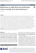 Cover page: Right brain-to-right brain psychotherapy: recent scientific and clinical advances