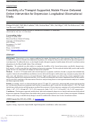 Cover page: Feasibility of a Therapist-Supported, Mobile Phone-Delivered Online Intervention for Depression: Longitudinal Observational Study.