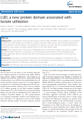 Cover page: LUD, a new protein domain associated with lactate utilization