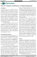 Cover page: How the landscape of publishing is changing biogeography